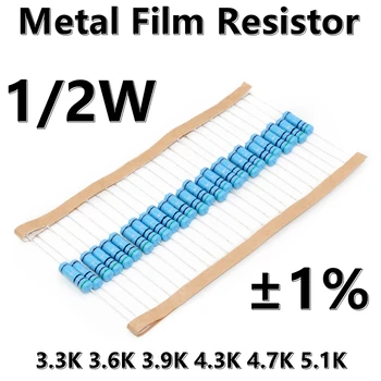 (100шт) 1/2 W метален филмът резистор 1% пятицветный околовръстен точност резистор 3,3 До 3,6 До 3,9 До 4,3 До 4,7 До 5,1 До